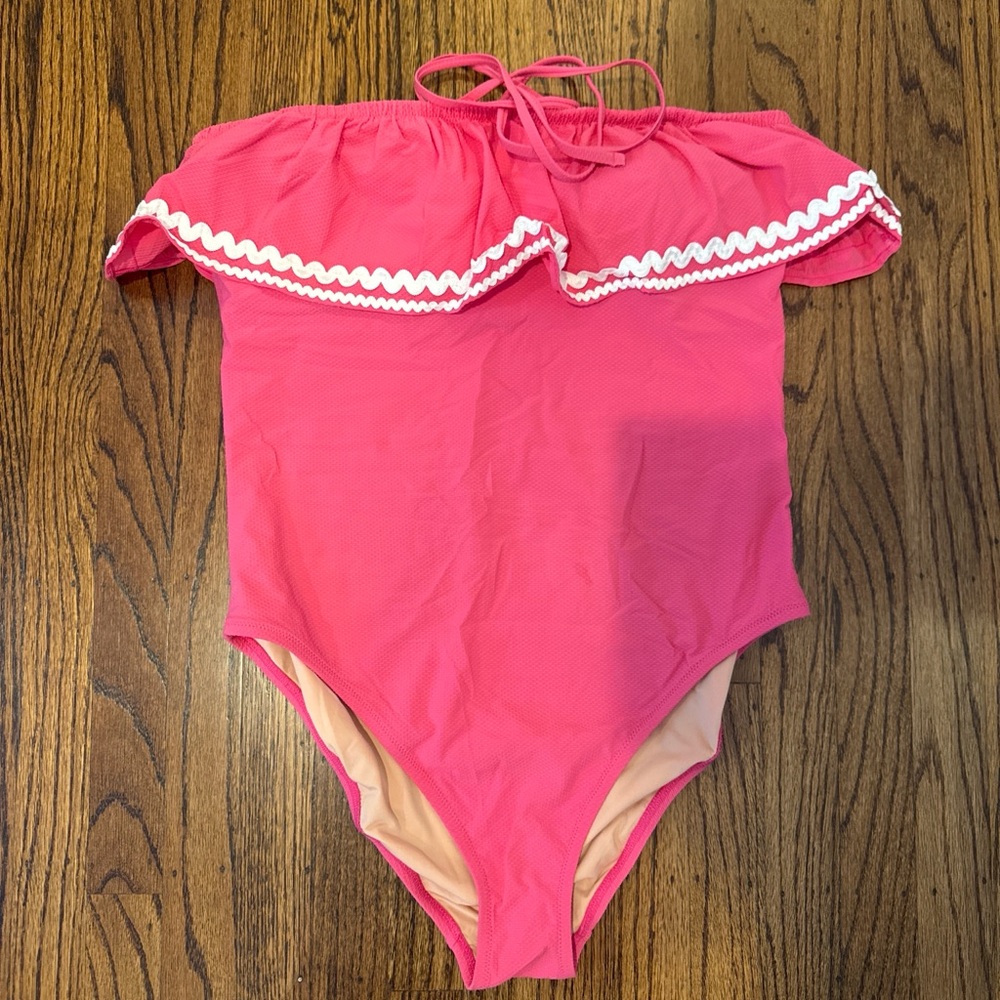 J. Crew Pink Textured One-Piece Swimsuit